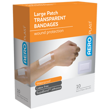AERO PLAST LRG PATCH TRANSPRNT BANDAGES WATERPROOF 5CMX7.5CM P10
