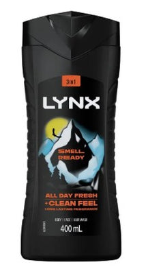 LYNX 3in1 Body Wash All day fresh + clean feel SMELL READY Long lasting fragrance 400ml