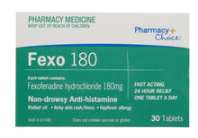 Pharmacy Choice - Fexofenadine 180mg 30 Tablets